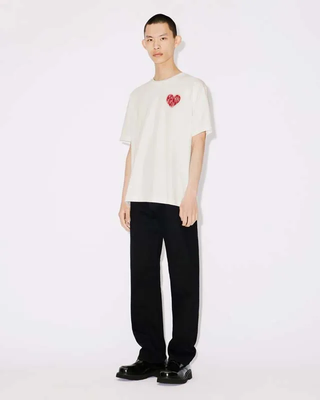 [Chinese Valentine's Day Series] KENZO 23 early autumn new men's love pattern letter casual T-shirt Color: Black Tibetan Blue White Size: M L